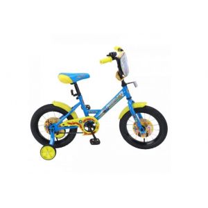 Велосипед двухколесный 14 "Синий Трактор" gw-тип (голубой-желтый) щиток, звонок, страховочные колеса