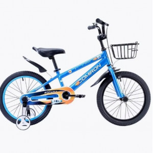 Велосипед двухколесный 18" ROCKET с боковыми колесами, корзинкой (синий)