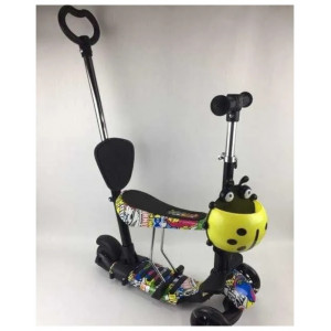 Самокат-трансформер для малышей "Scooter" 5в1 со светящимися колесами ПРИНТ (желтый)