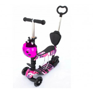 Самокат-трансформер для малышей "Scooter" 5в1 со светящимися колесами ПРИНТ (фиолетовый)