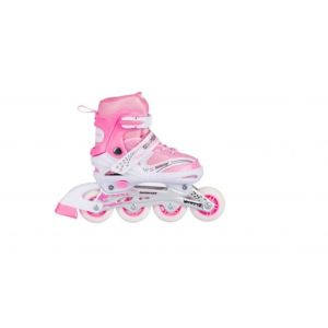 Ролики (роликовые коньки) детские раздвижные: 8101, размер L (36-39), колеса светящиеся, цвет розовый